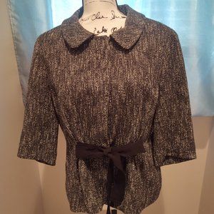 Talbots Black & White Tweed 3/4 Sleeve Jacket